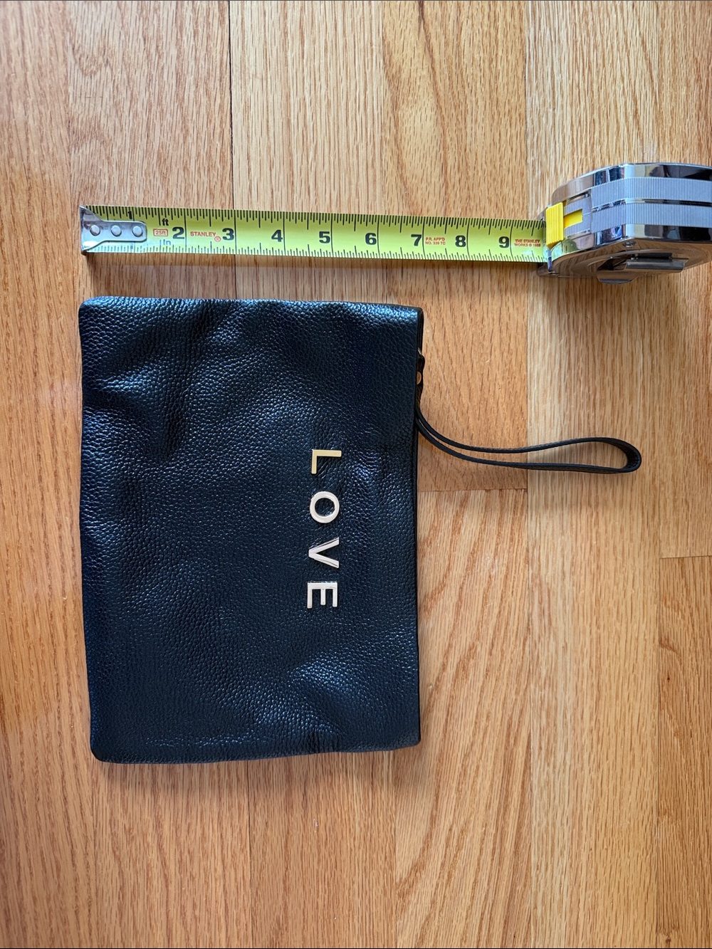 B-Low the Belt Black 'LOVE' Leather Wristlet Clutch